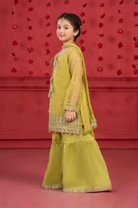 Vestido Étnico Pakistaní para Niña con Adornos de Tilla y Lentejuelas, Combinado con Dupatta de Chifón para Bodas y Fiestas de Eid - Product Image 5