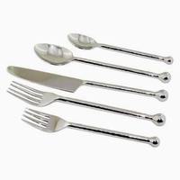 Lot de 5 couverts modernes ton argent avec poignées élégantes et écologiques en acier inoxydable Design américain unique