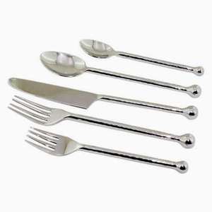 Lot de 5 couverts modernes ton argent avec poignées élégantes et écologiques en acier inoxydable Design américain unique - Product Image 6