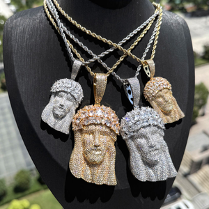 Colgante de Jesús con Moissanita Estilo Hip Hop, Diseño Religioso de Lujo con Incrustaciones, Oro, Plata, Oro Rosa, Moda Masculina - Product Image 2