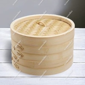 2 livelli piccolo legno Dim Sum cibo gnocco supporto cremagliera cestello Mini forma rotonda di bambù a vapore con coperchio