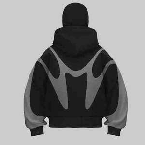Custom Logo Embroidery Double Hooded Ninja Double Layer Winter Solid Knitted Full Zip Men's <b>Thermal</b> <b>Hoodie</b> 100% Cotton - Product Image 4