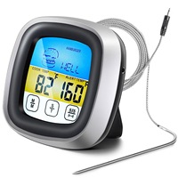 Termometer Layar Sentuh Digital untuk Memasak, Pemindai Suhu BBQ Barbekyu Stainless Steel, Makanan Dapur Layar Sentuh