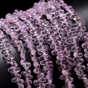 Perles en forme de poire à facettes en améthyste rose brin de perles d'améthyste perles de pierres précieuses naturelles pour la fabrication de bijoux fournitures d'artisanat en gros - Product Image 1