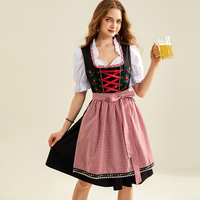Kadınlar 3 adet Set alman bavyera kostümleri Tops + elbise + önlük Dirndl Oktoberfest elbise karnaval kostüm