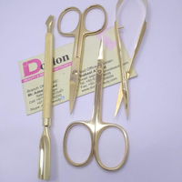 Pousse-cuticules double extrémité Dorlon en acier inoxydable plaqué or 24 carats, outils de manucure pour nail art, 5,5 pouces, durable, réutilisable, Pakistan