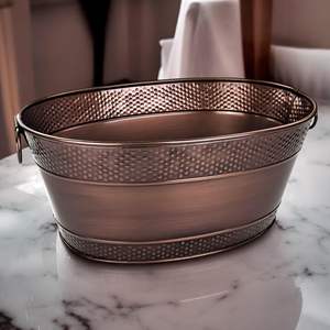 large capacity beverage cooler tub hammered metal ice <b>bucket</b> <b>drink</b> ice <b>bucket</b> for bar & party rustic galvanized <b>drink</b> tub - Product Image 3