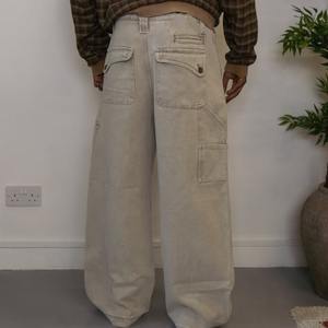 Jeans Cargo Holgados con Parches y Logotipo Personalizado, Estilo Hip-Hop, 100% Algodón, Lavado Ácido, Desteñido, con Doble Rodillera - Product Image 2