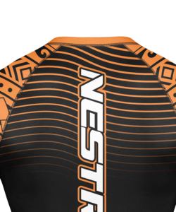 Rashguard unisexe personnalisé OEM, impression numérique, anti-UV UPF50, compression, écologique, 100% polyester, manches longues, vêtements de BJJ, équipement de MMA - Product Image 4