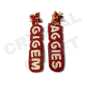 Pendientes Gigem Aggies Vintage con cuentas para mujer Color patriótico naranja blanco azul para bodas o días conmemorativos - Product Image 1