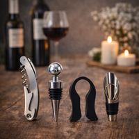 Ensemble d'outils à vin avec tire-bouchon en forme de baril en bois, ouvre-bouteille, bouchon, verseur – Coffret cadeau pour la vente en gros et la personnalisation