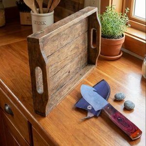 Ensemble de couteaux de chef en acier au carbone forgé à la main, quatre pièces, ambidextre, léger, multifonctionnel, manche en bois stabilisé rouge - Product Image 1