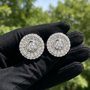 925 Sterling <b>Silver</b> Round <b>Earrings</b> VVS Moissanite Diamond Iced Out Stud <b>Earrings</b> Luxury Statement <b>Earrings</b> <b>For</b> <b>Men</b> Women - Product Image 1
