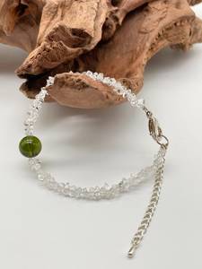 100% Genuine Moldavite Round Beaded <b>With</b> Herkimer <b>Bracelet</b>, Natural Moldavite <b>Bracelet</b> For Women & Men - Product Image 4