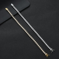 Pulsera de tenis redonda de circonita cúbica (CZ) de 5 mm al por mayor, cadena de circonitas de una sola fila con efecto helado para parejas, regalo de hip hop, conjunto de joyería personalizada para compradores