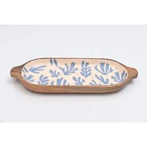 Plato Rectangular Largo de Madera con Diseño de Hojas Esmaltadas, Ecológico, Hecho a Mano, Diseño Moderno, Decorativo para Bodas y Diwali - Product Image 6