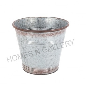 High Quality Metal Handcrafted Metal Iron Galvanized Rustic Vintage <b>Small</b> Tin Flower Bucket <b>Pots</b> For Use Garden Decoration - Product Image 5
