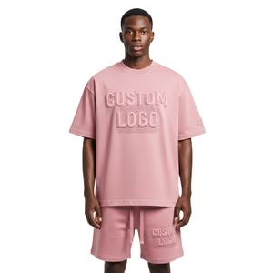 Nuevos conjuntos de camisetas personalizadas con logotipo, lavado ácido, bordado, conjunto de pantalones cortos de algodón para hombre, conjunto de camiseta y pantalones cortos deportivos para hombre - Product Image 3