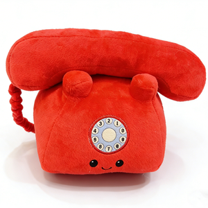 Sacs à dos en peluche rétro rouge doux personnalisés avec broderie à cadran rotatif, design mignon, rembourrage en coton PP, unisexe - Product Image 1