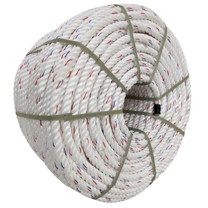 Corde de pêche blanche haute résistance la plus vendue 24MM 220M Rayures rouges et bleues Torsion Z S 4 brins Matériau PP Bobine enroulée - Product Image 3