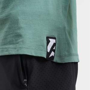 M124 Short Sleeves Tee in Green 100% Cotton and <b>Bamboo</b> Fiber <b>Screen</b> Print Discharge Print Silk <b>Screen</b> Print Jersey Fabric - Product Image 5