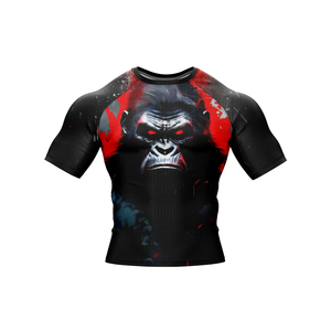 Camiseta Deportiva Ajustada de Manga Corta para Hombre, con Estampado de Gorila, de Secado Rápido, para Entrenamiento de MMA y BJJ, de Poliéster, Elástica, para Adultos - Product Image 4