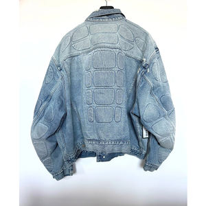 Vêtements d'extérieur surdimensionnés chauds à la mode hommes Original 100% coton moto veste décontractée unisexe rembourré Denim veste - Product Image 4