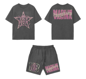 Ensemble T-shirt et short de survêtement pour homme, personnalisable, grande taille, 100% coton épais, délavé à l'acide, coupe oversize, collection été - Product Image 1