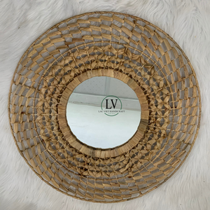 Listo para enviar jacinto de agua natural pared espejo redondo decoración del hogar hecho a mano mejor precio de Vietnam - Product Image 4