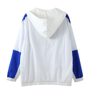 Veste coupe-vent blanche à demi-zip avec logo personnalisé, fabrication OEM, pour hommes, imperméable, coupe-vent, pour la randonnée, anorak, veste de pluie - Product Image 2