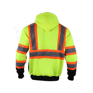 Veste de sécurité réfléchissante jaune à haute visibilité, classe 2 ANSI, imperméable, avec des bandes orange et blanches et un bas noir - Product Image 6