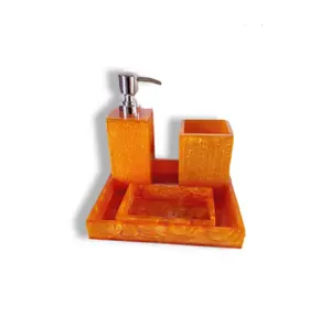Hochwertiges orange farbenes Marmor-Badezimmer-Set mit hochwertiger Verarbeitung für 7-Sterne-Hotel-und Gästezimmer zubehör Bester Preis