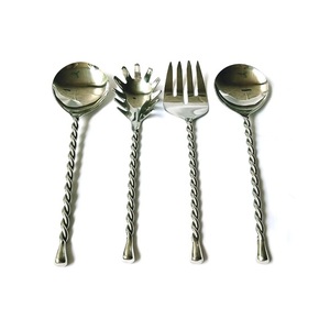 ชุดช้อนส้อมมีดดีไซน์เชือกและใบไม้ที่ไม่เหมือนใครทำจากสแตนเลส4ชิ้นพร้อมกระจกขัดเงาสำหรับโรงแรมออกแบบได้ตามต้องการขนาด - Product Image 4