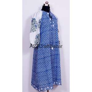 Vestido Formal Elegante de Manga Larga de Algodón con Estampado Floral y Botones, Transpirable, Lavable y Ecológico, Hecho a Mano para Mujer - Product Image 2