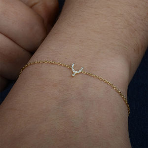 Nouveau design petit bracelet Wishbone en diamant pavé très vendu bracelet chaîne à maillons en or pour elle - Product Image 6