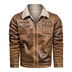 Invierno bordado Original cuero Moto & Biker abrigo Chaqueta estilo motocicleta Casual cálido abrigo - Product Image 4