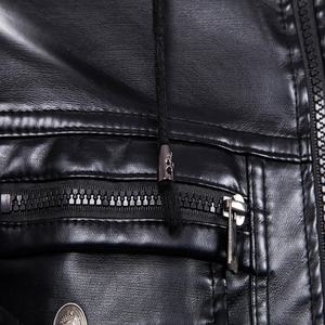 Chaqueta de cuero con capucha para hombre de talla grande a prueba de viento y más chaqueta de otoño e invierno para exteriores para ropa informal - Product Image 5