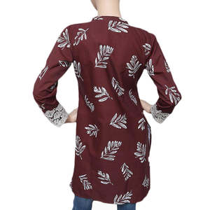 คุรตีพิมพ์ลายสำหรับผู้หญิง - สีมารูน - Product Image 3