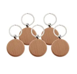 Newest Design creative Wooden key ring logo engraving wood keychain Customized size best selling product