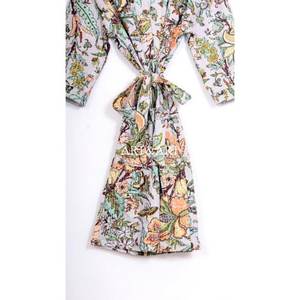 Women's Unique Eco-Friendly Quilted Indian Handmade Kantha Kimono Robe Summer Breathable 100% Cotton Gift - Product Image 6