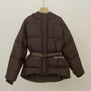 Hiver Chaud Femmes Mid-Length Slim Hoodie Zipper Parkas Long Sleeve Padded Puff Jacket Solid Color Made Sheep Skin Cotton - Product Image 6