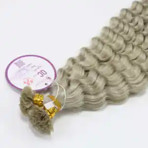 Wholesale Human Hair Top Quality Raw Vietnamese Hair V Tip Hair Extensions Loose Curly Ash Color