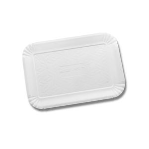 Barquette en papier rectangulaire blanche, jetable, écologique, résistante à la graisse, recyclable, à motif gaufré, de qualité alimentaire, pour usage commercial - Product Image 1