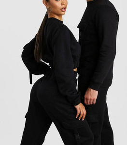 Ensembles de survêtements pour femmes en gros, survêtements avec nom de marque personnalisé, haut court de sport pour femmes, ensemble de jogging en coton d'hiver - Product Image 2