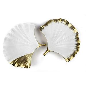 Piatto di presentazione in foglia 2 pezzi di porcellana oro bianco