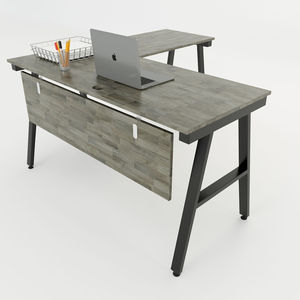 SFAC003 - Style contemporain, coin en forme de L en bois et en bois de caoutchouc avec pieds en fer en forme de A - Product Image 1