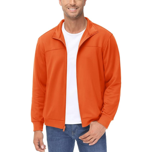 Vestes de survêtement unisexes personnalisées orange pour hommes 100% polyester coupe ajustée fermeture éclair complète respirant vêtements de sport à la mode vestes d'extérieur - Product Image 2