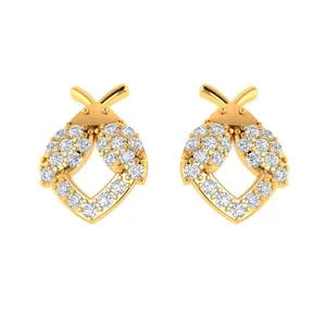 Real 18K sólido amarillo Rosa oro blanco joyería fina fabricante de India diamante Natural miel abeja Stud pendientes para uso diario