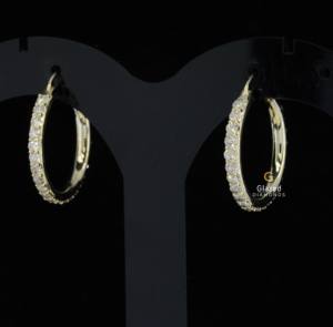 Pendientes de aro de Plata de Ley 925 de nuevo diseñador con diamantes cultivados en laboratorio de claridad VVS de corte redondo - Product Image 1