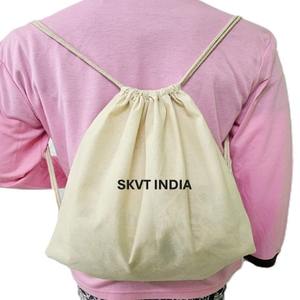 Eco-Friendly Waterproof Organic Cotton <b>Drawstring</b> <b>Backpack</b> with Physiological Curve Back 23L Capacity for Gym Travel Daily Use - Product Image 1